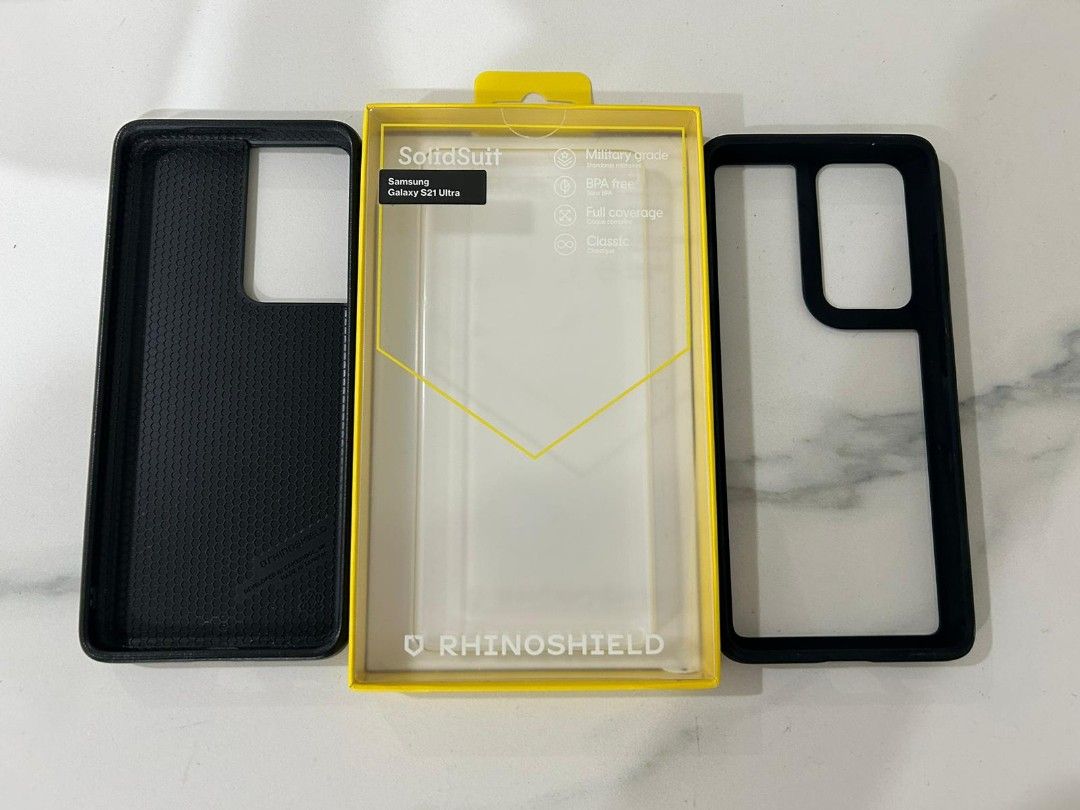 Samsung S21 Ultra Rhinoshield Solidsuit, Spigen Ultra Hybrid, Mobile