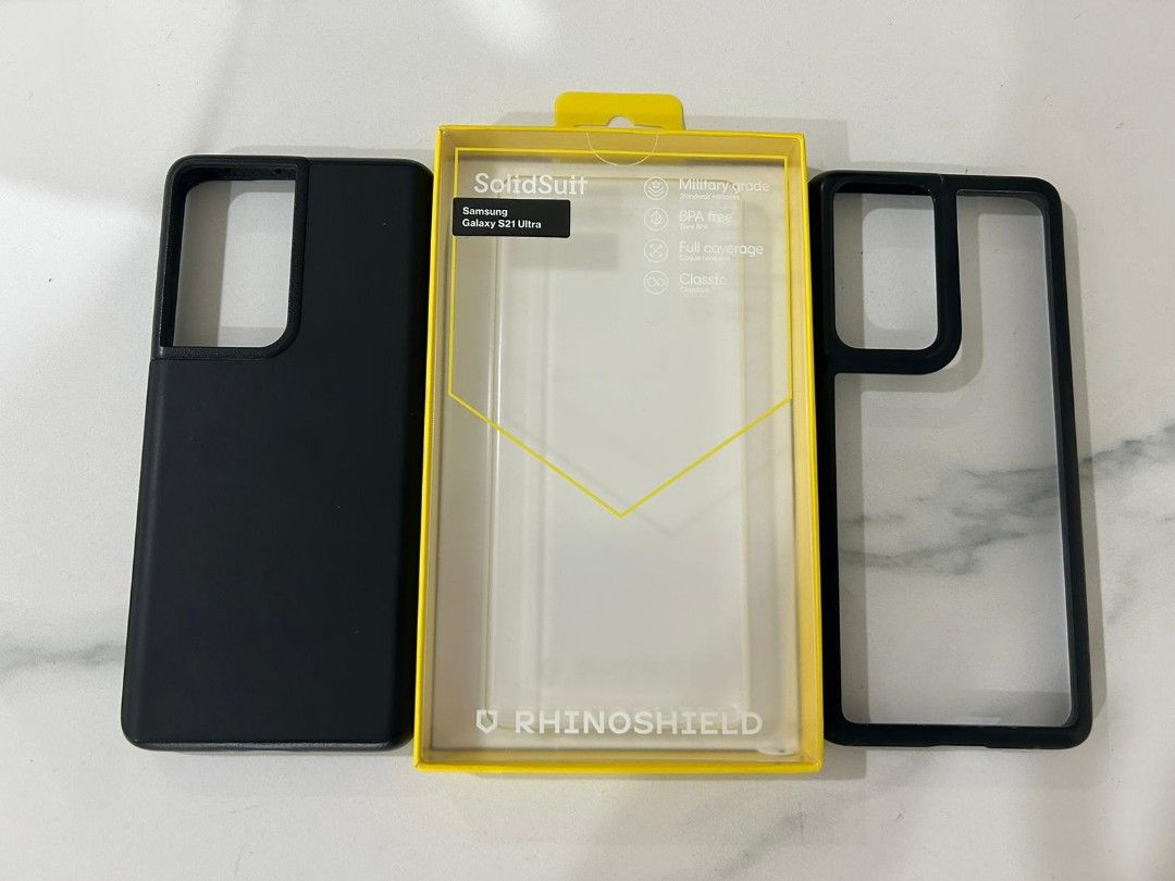 Samsung S21 Ultra Rhinoshield Solidsuit, Spigen Ultra Hybrid, Mobile