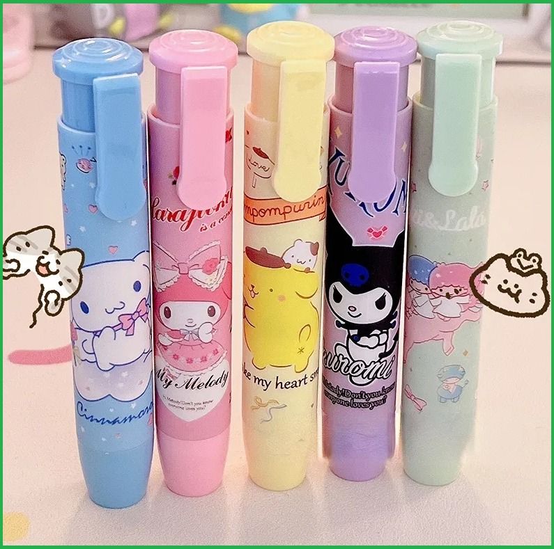 Sanrio Eraser Kawaii Cartoon Retractable Click Eraser Portable Rubber ...