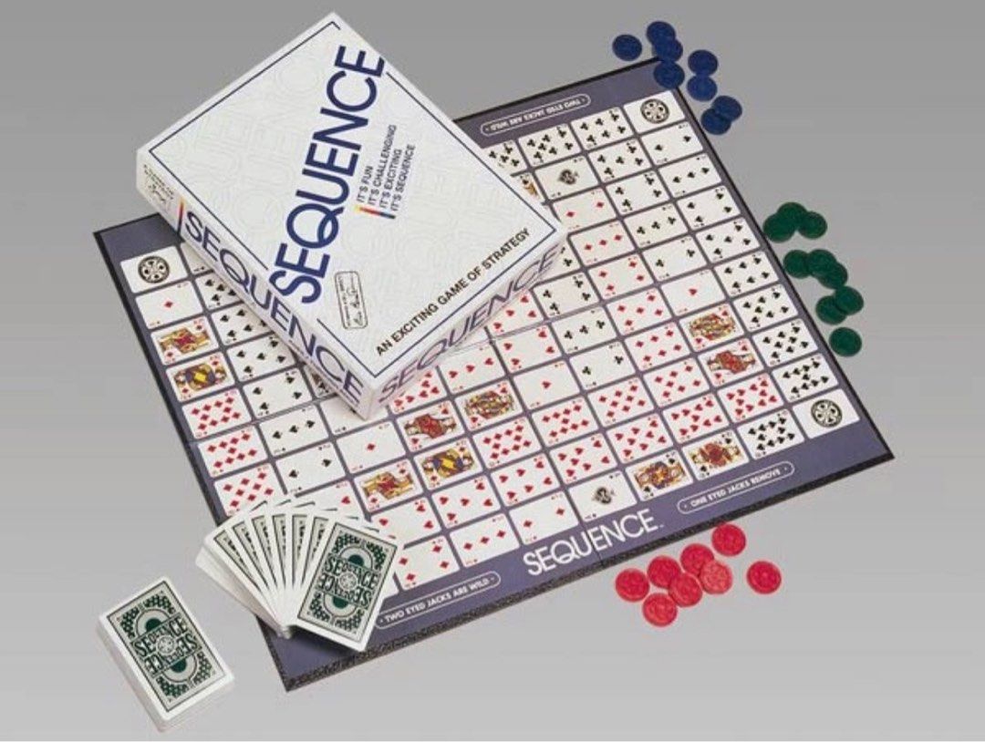 Sequence Board Games (Category: Board Games & Puzzles) located in Manila. Submitted by cozzyessentialshopph (Listing ID 1257256906, Image 3). Description: Item: SEQUENCE BOARDGAME ⭐️ Group players 💫 Price: P499 only 🌟 Description: Sequence is a board and card game. The board shows all the cards (except for the Jacks) of two (2) standard 52-card decks, laid in a 10 x 10 pattern. The four corners are free spaces and count for all players equally 