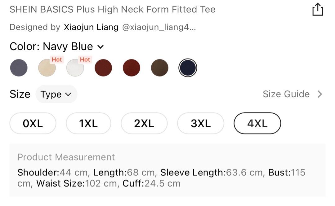 Shein size guide 3xl online