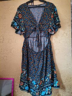 Shein Curve Plus Size Blue Green floral Beach dress