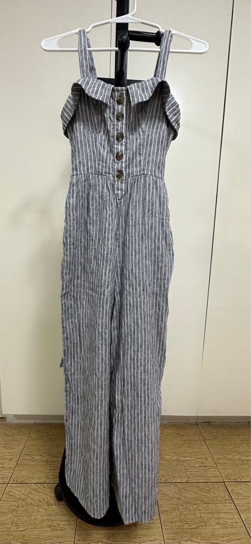 American eagle striped jumpsuit on sale