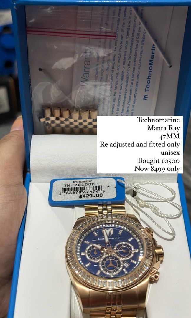 Technomarine Manta Ray 47mm (Category: Luxury Watches) located in San Pablo. Submitted by shoplaithean (Listing ID 1257308342, Image 1). Description: Only re adjusted and fitted With plastic cover on face.