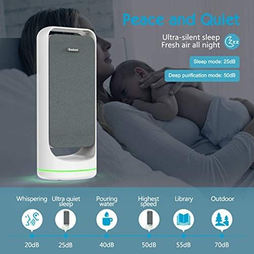 TENDOMI Smart WiFi Air Purifier for Home Ultra Quiet True HEPA Air Purifier for Allergies 4 Speeds Dual Fan Air Cleaner with Timer and Night Light
