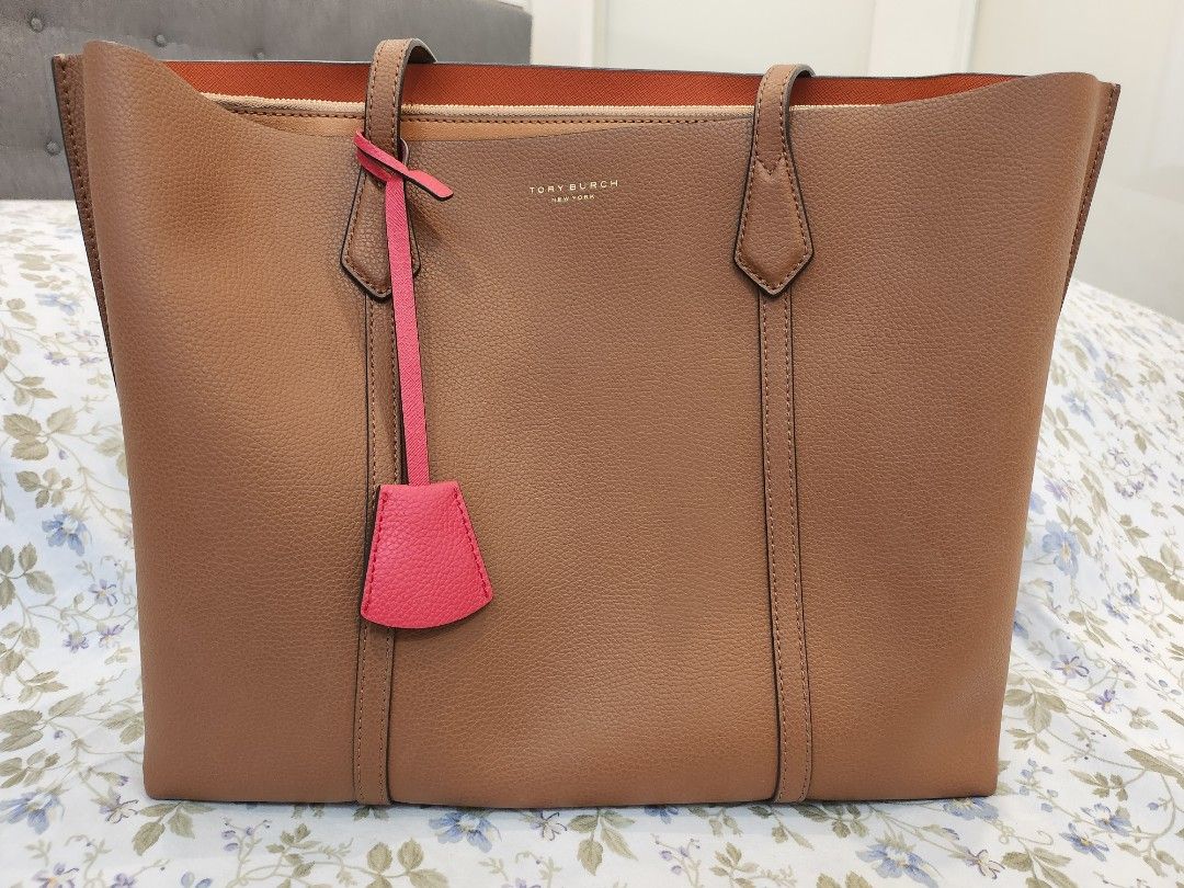 TORY BURCH PERRY TRIPLE COMPARTMENT TOTE IN LIGHT UMBER, Women's Fashion,  Bags & Wallets, Tote Bags on Carousell