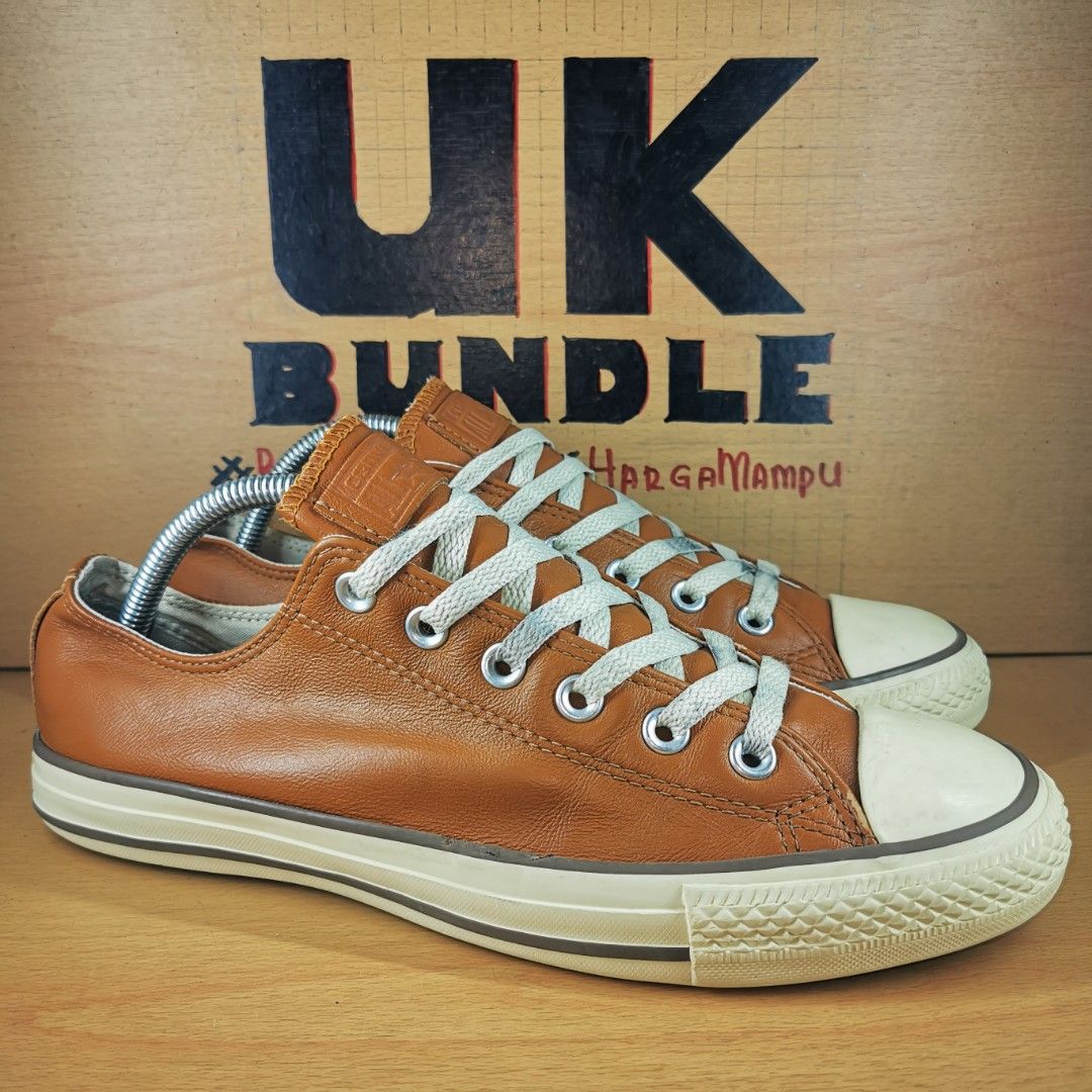 UKBundle UK8 26.5cm Converse Chuck Taylor All Star Leather Low Sneakers Tan Brown