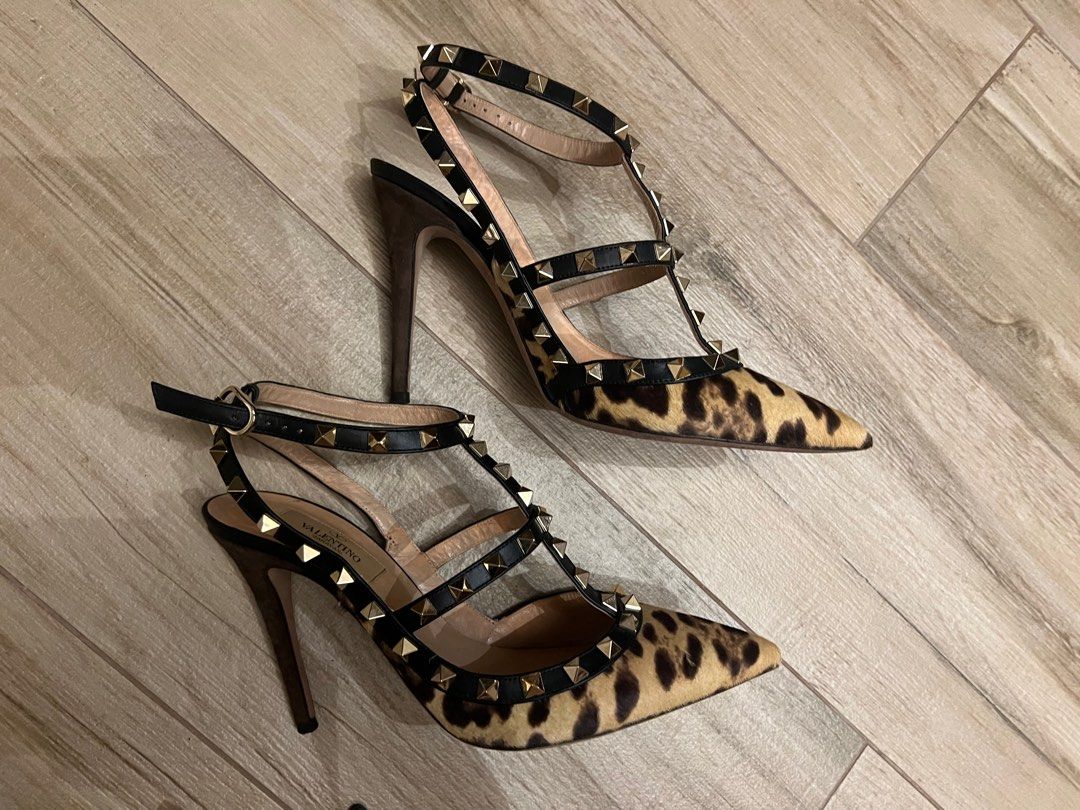 Valentino rockstud leopard calf hair heels Carousell