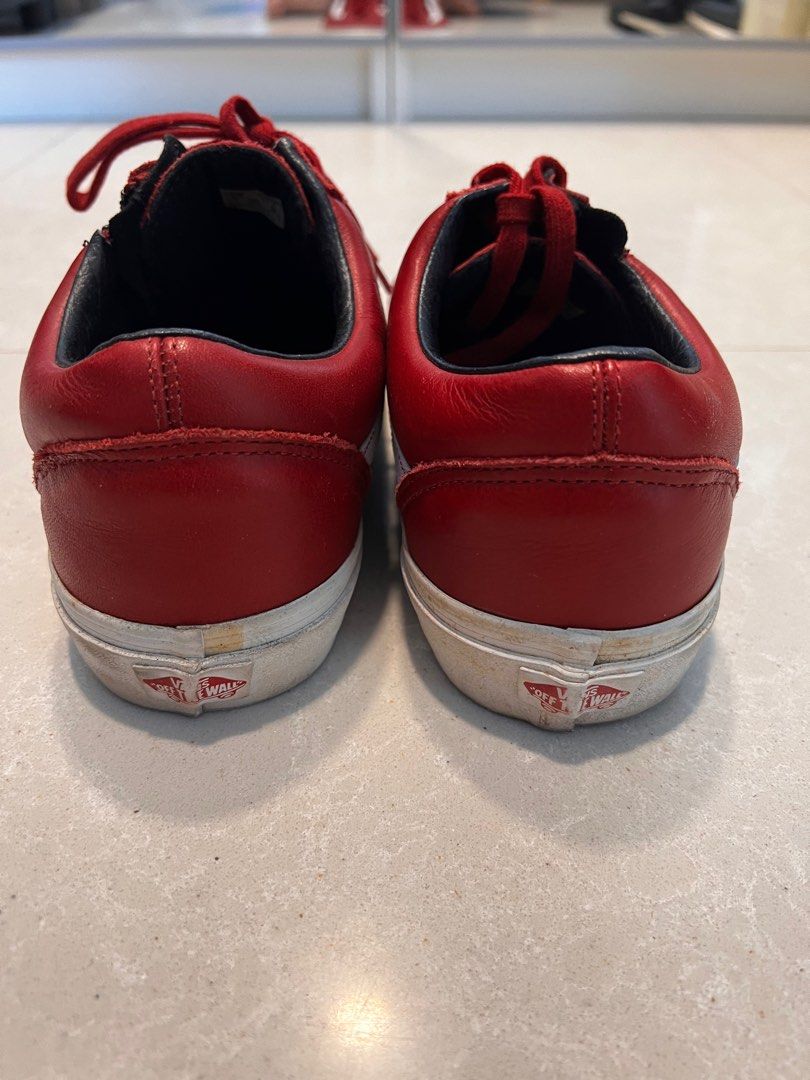 Vans old skool sales leather zip red