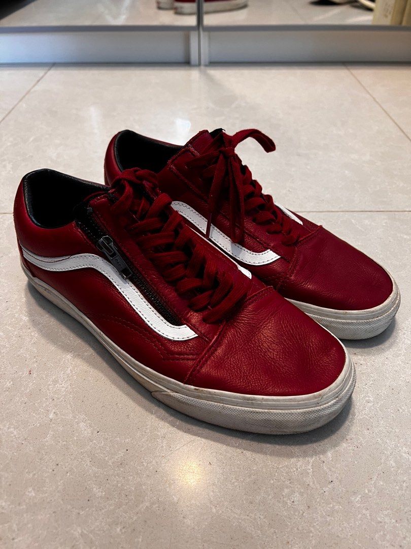 Leather zip up vans online