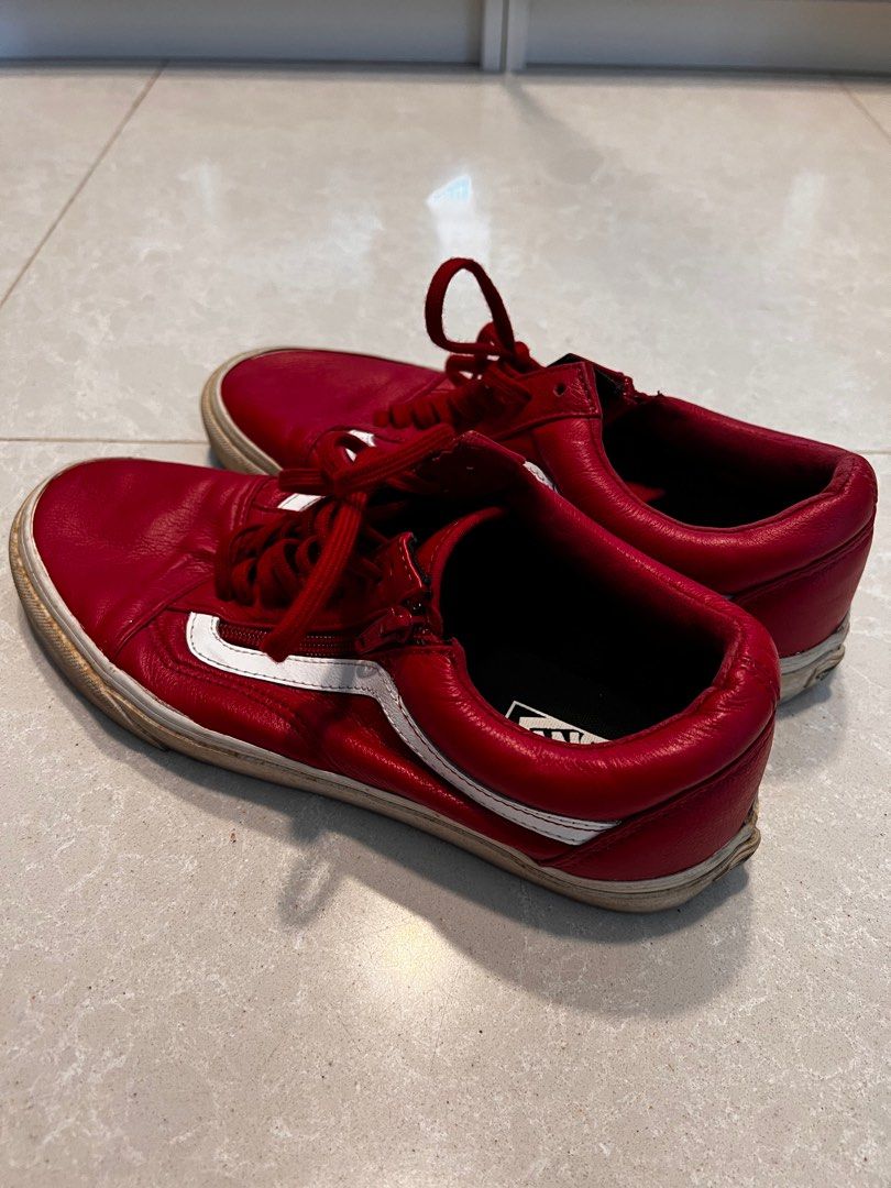 Vans Old Skool Chilli pepper Red Leather Zip sz 10