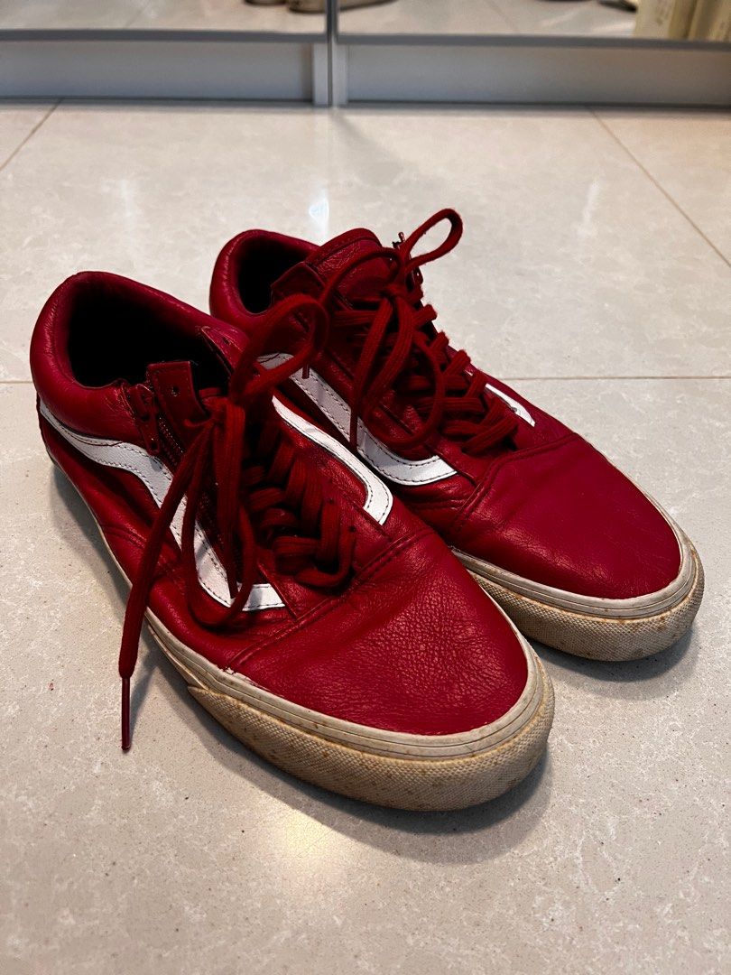 Red deals leather vans