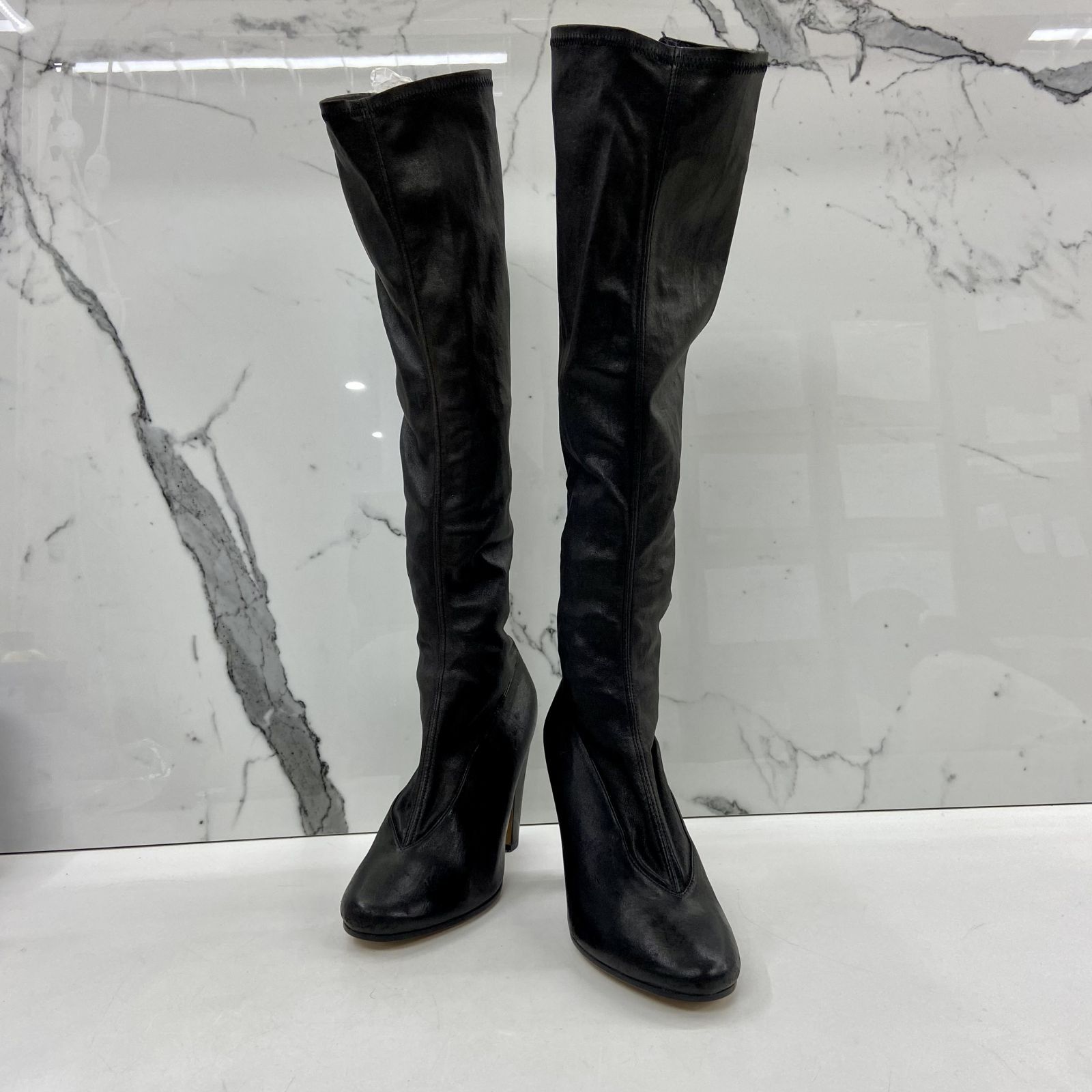 Vero cuoio black leather boots discount