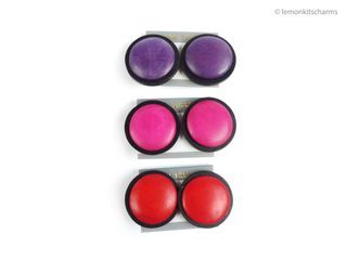 Vintage 1980s Mod Wooden Clip Earrings, Choose purple / pink / red, er2292-c