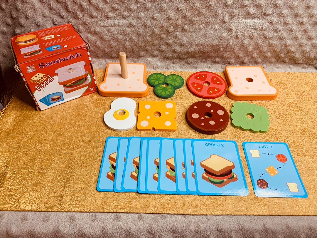 Wooden sandwich stacking toy, Hobbies & Toys, Toys & Games on Carousell