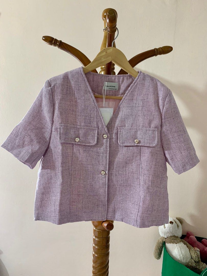 Yam Color Short Coat Casual Wear(Korean Style), Women's Fashion, Coats