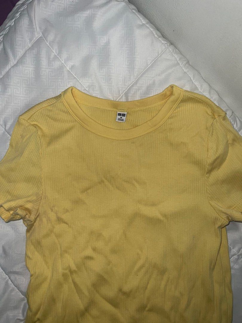 Yellow Uniqlo Basic top, Women's Fashion, Tops, Blouses on Carousell