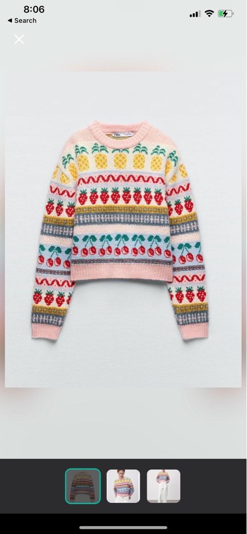 Zara jacquard knitted pullover (Category: Longsleeves) located in Quezon City. Submitted by katdcc (Listing ID 1257175718, Image 1). Description: Used once..