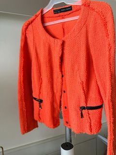 Zara orange tweed jacket sz Small Php 900