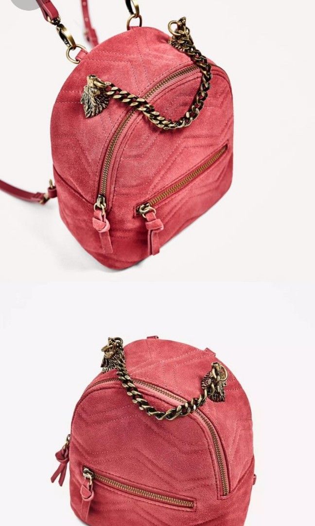 Zara mini leather 2025 backpack