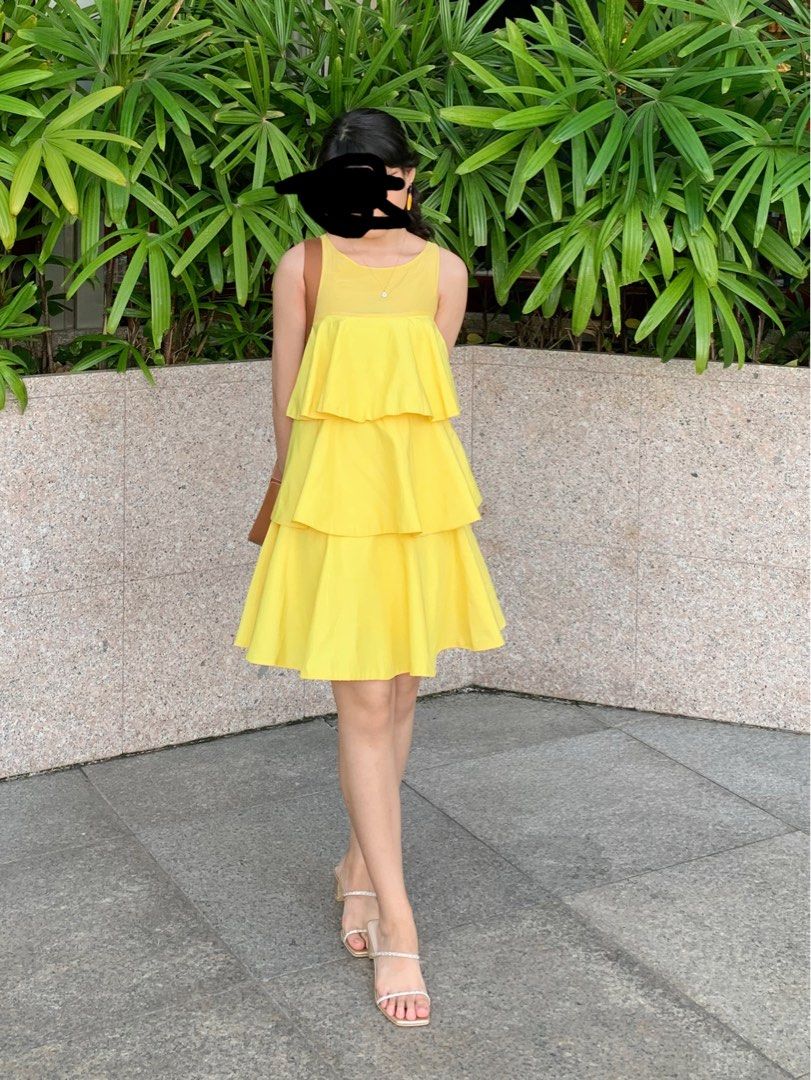 Zara yellow ruffle dress hot sale