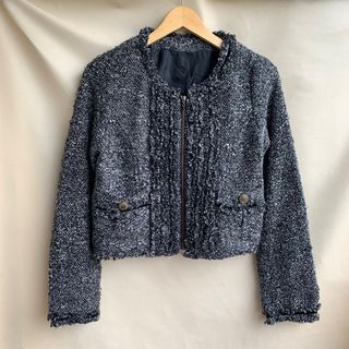 Zipper tweed kancing vintage full furing
