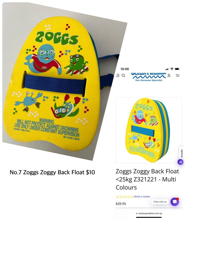 zoggs zoggy back float, Babies & Kids, Infant Playtime on Carousell