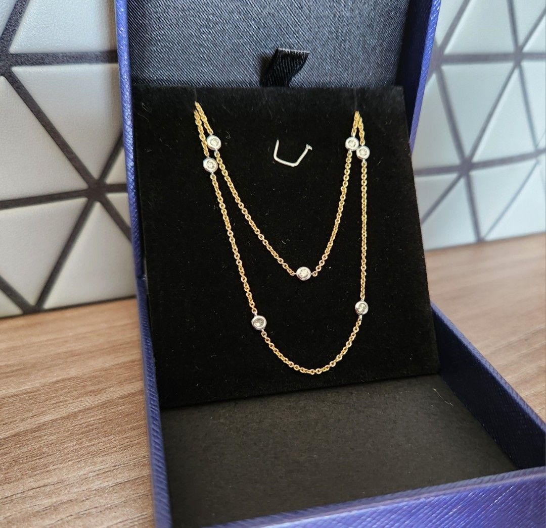 18K yellow white gold diamond necklace