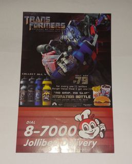 2009 Jollibee Transformers Revenge Of The Fallen Leaflet Menu Ad Collectible Souvenir Collection