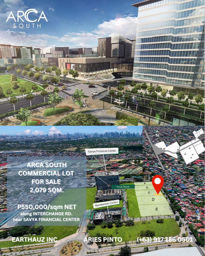 2,079 sqm. Commercial Lot for Sale located in Arca South, Taguig City