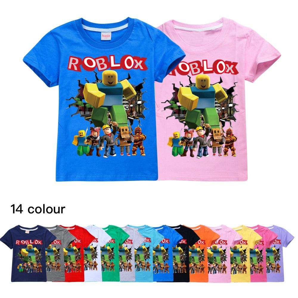 HERSE Kids Unisex T-Shirt Roblox 100% Cotton (4, Black) 