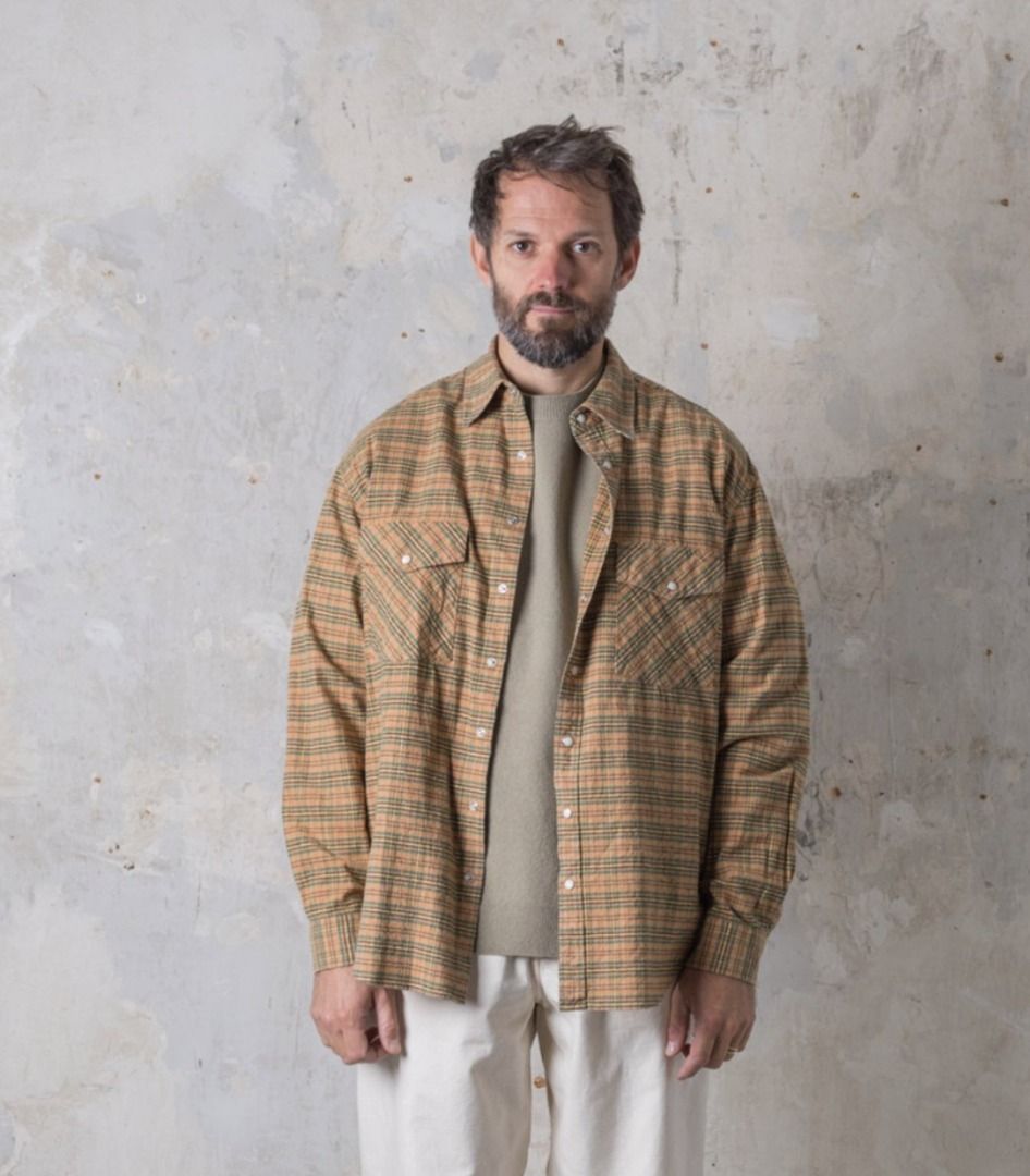 オーラリー SILK COTTON BRUSHED FLANNEL SHIRTS AURALEE SILK COTTON BRUSHED FLANNEL SHIRTS