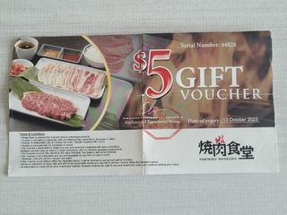 $5  Yakiniku Shokudo gift voucher