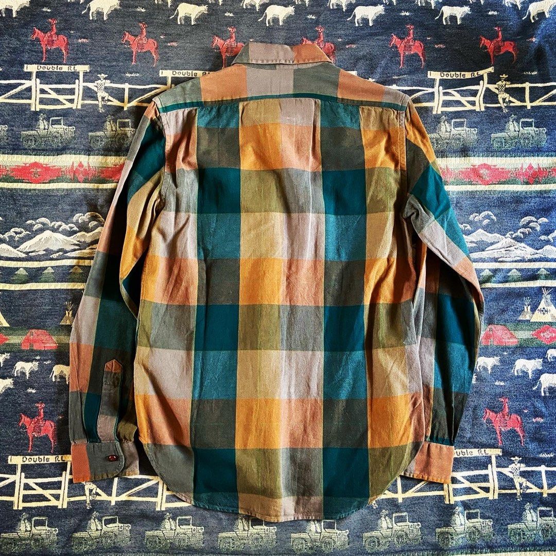 Levis Vintage Clothing LVC Short Horn Plaid Flannel Shirt Small Made in  Italy