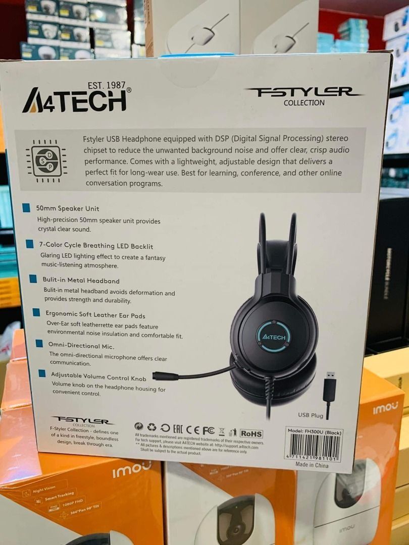 A4Tech Fstyler FH300U Neon Illuminate Noise Cancelling Mic Stereo ...