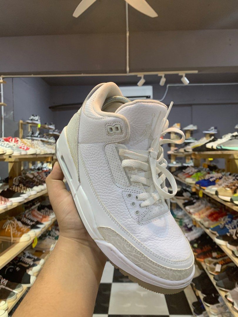Air Jordan 3 Retro Triple White Men s Fashion Footwear Sneakers on Carousell