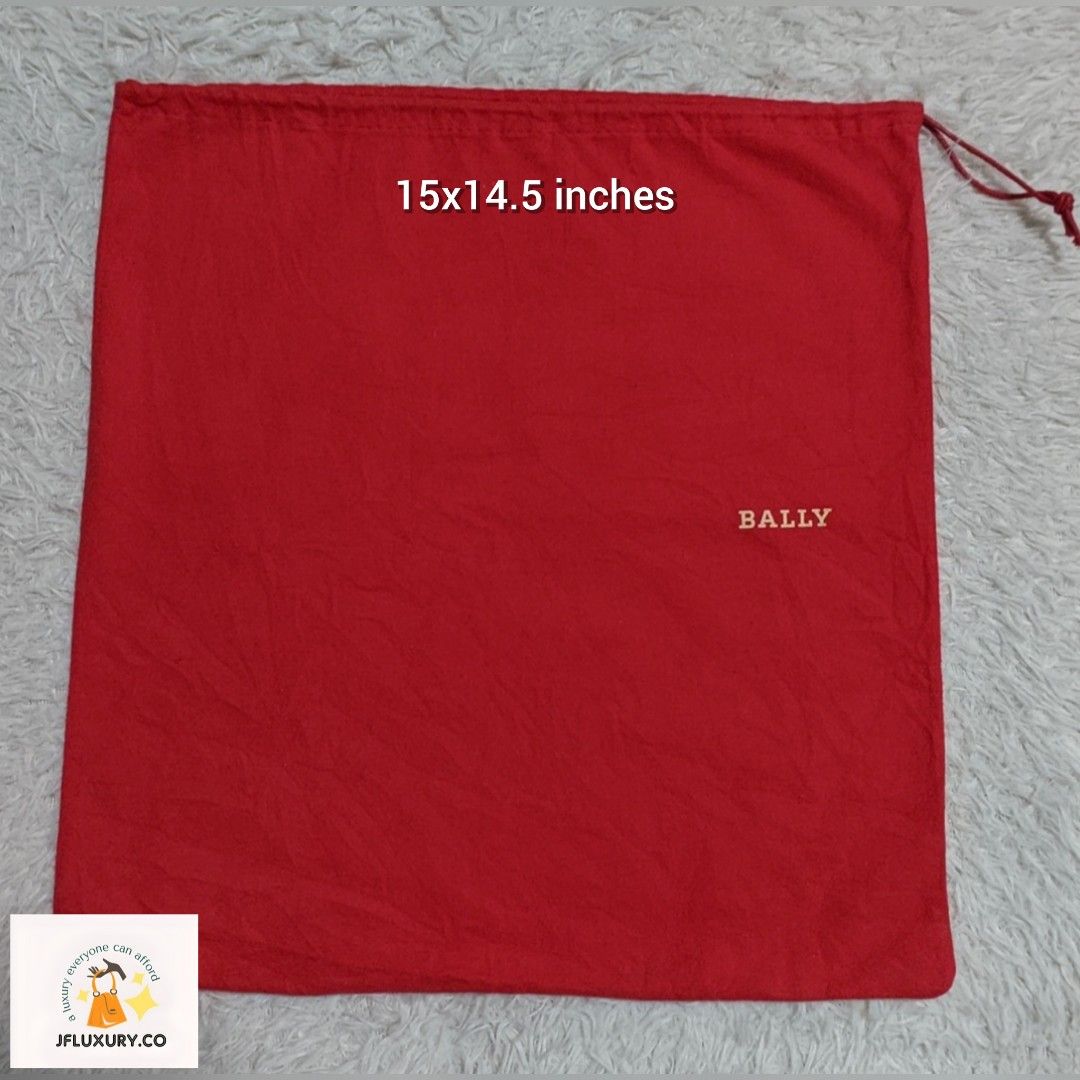 Authentic Bally dust bag 15x14.5 inches (Category: Luxury Bags & Wallets) located in Manila. Submitted by jfluxury.co (Listing ID 1257488179, Image 1). Description: excellent condition no flaws bought in Japan 🇯🇵 💯% Authentic. 😊 Money back guarantee. 😊 Clean and ready to use na po.