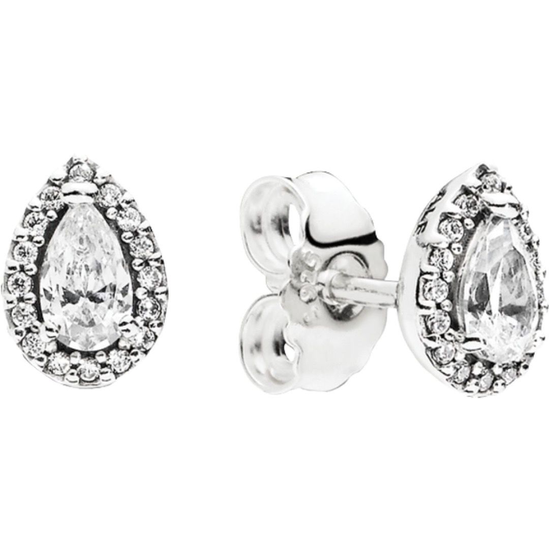 Pandora teardrop halo stud earrings clearance