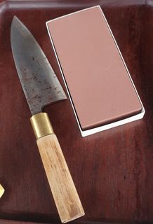 Authentic Vintage Deba Japanese Knife and wetstone