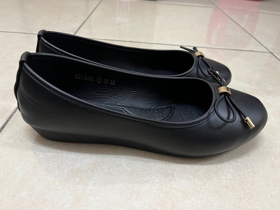 Bata Black Ballerina Flat with Ribbon