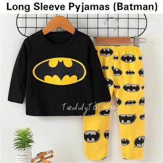 Batman Kids Pyjamas Black Yellow| Children long sleeve sleepwear | Cotton material INSTOCKS