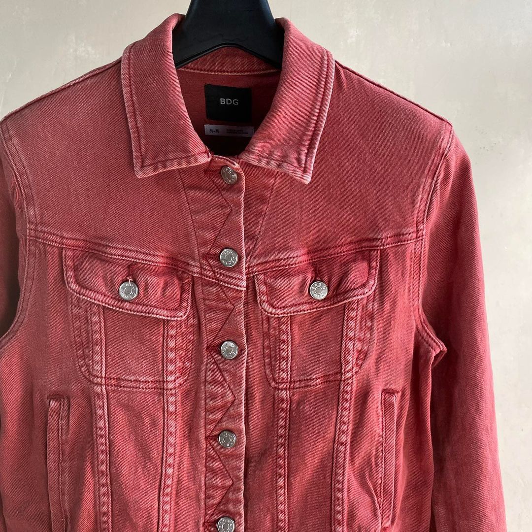 BDG Faded Red Denim Jacket Women s Fashion Coats Jackets and Outerwear on Carousell