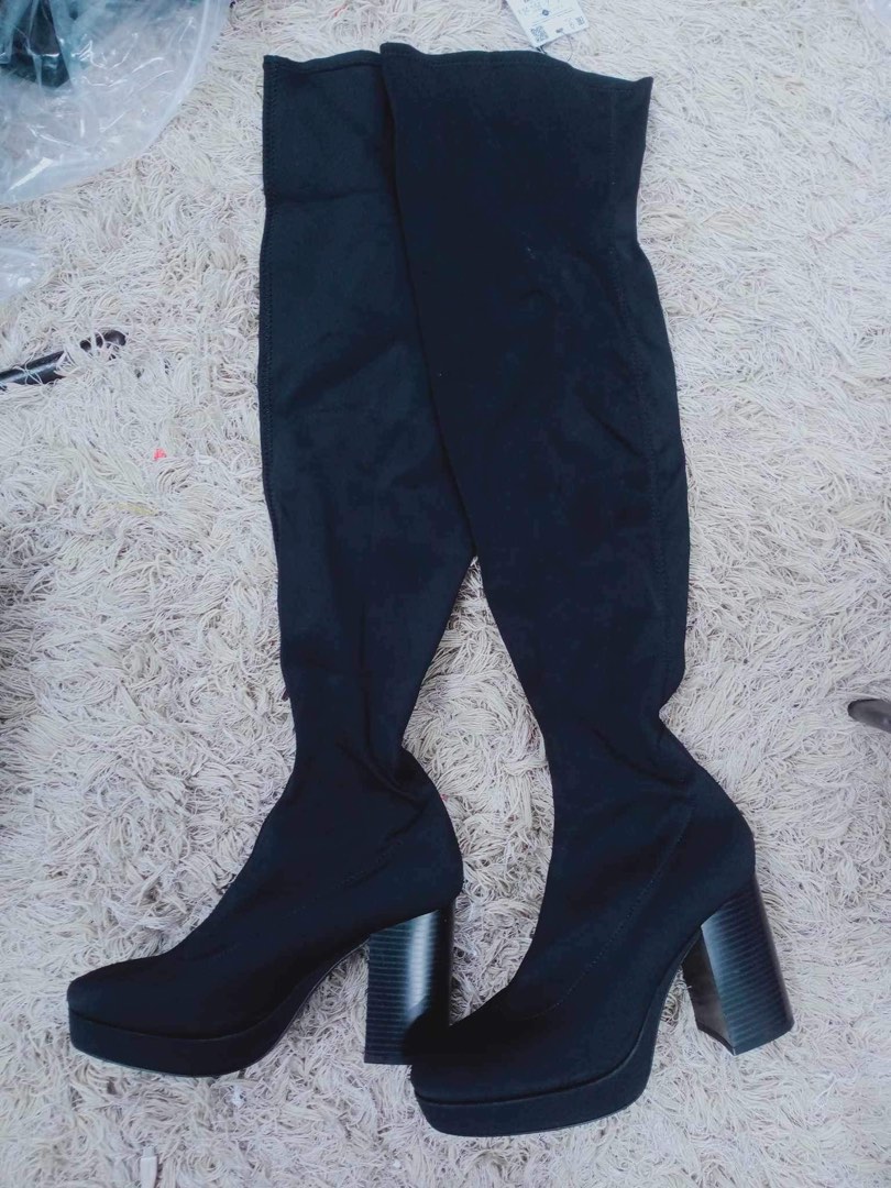 bershka knee high suede boots