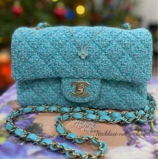 Brand New Chanel Mini Rectangular Flap Bag in 21S Blue Tweed