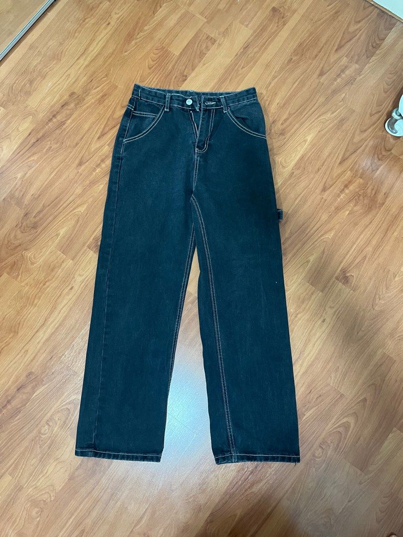 White stitch black discount jeans