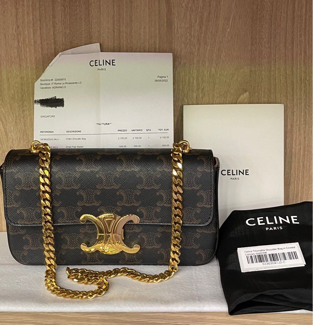 NEW CELINE TRIOMPHE CHAIN CLUTCH 2022 - UNBOXING & WHAT FITS