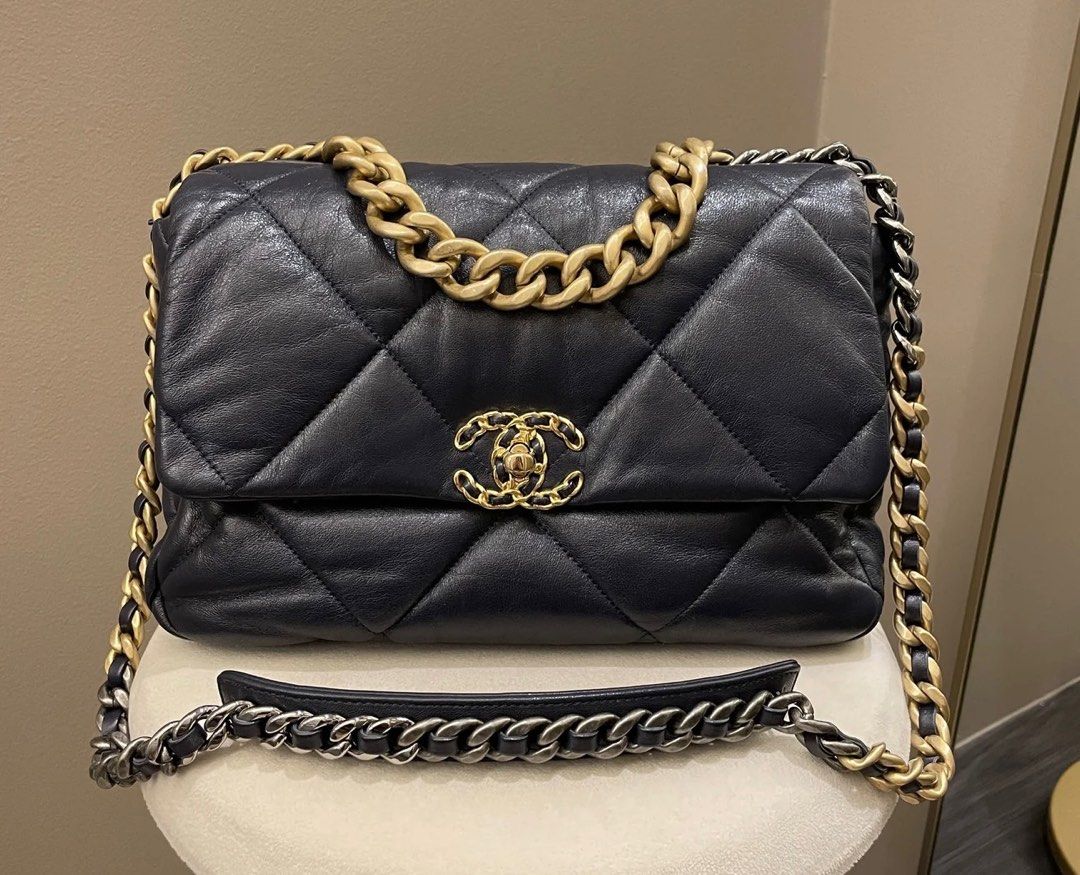Chanel 19 Large Handbag (Midnight), Luxury, Bags & Wallets on
