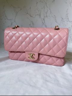 New Rare 23A CHANEL Barbie Pink Iridescent Medium Classic Flap Bag Handbag  💕