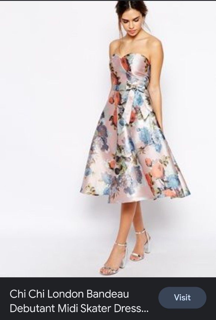 Chi Chi London dusty pink floral evening gown knee length, Women's Fashion,  Dresses & Sets, Evening Dresses & Gowns on Carousell