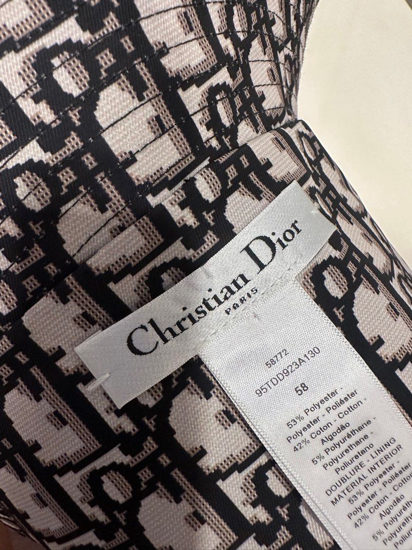 Dior - Teddy-d Plan de Paris Reversible Small Brim Bucket Hat Beige and Black Cotton Blend - Size 57 - Women